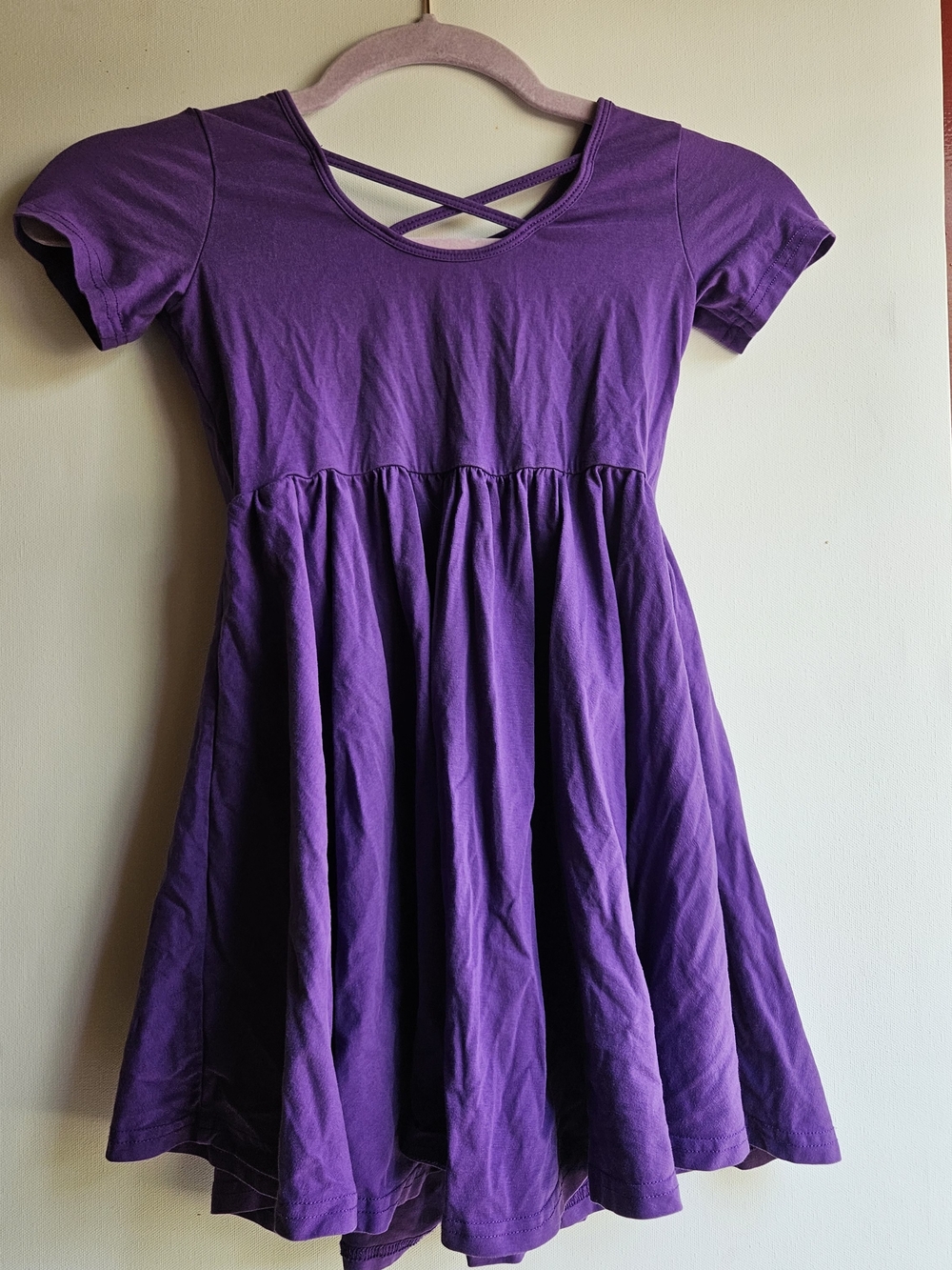 Stelle Girls Purple Skater Dress Size 6 Cross Back Cap Sleeve - Picture 4 of 4
